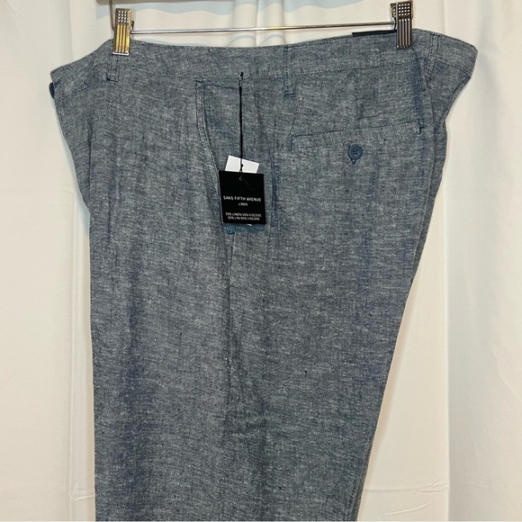 SAKS FIFTH AVENUE Linen Blend Pants Men 38 x 30 Navy Beach Summer NWT - Picture 5 of 8
